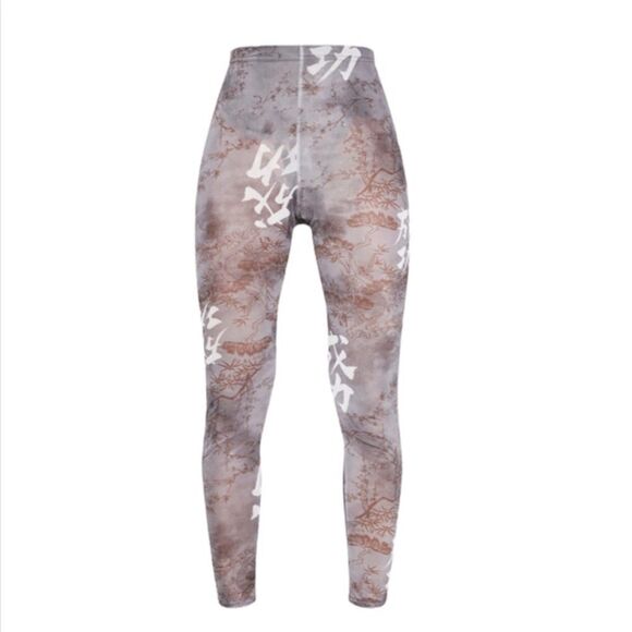 PRETTYLITTLETHING Grey Oriental Mesh High Waisted Leggings - Picture 4 of 6